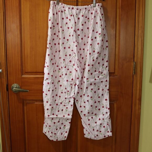 Lord & Taylor Pink Green Rose Print Pajama Sleepwear Set Women’s Lounge Intimate - Picture 6 of 13
